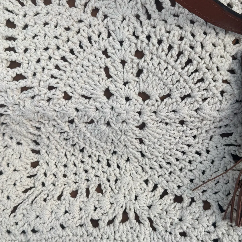 Patricia Nash Crochet Naomi Butterfly Tote Bag Purse Natural Cream - Picture 6 of 7